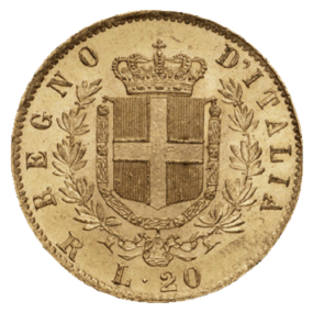 20 Lires "Vittorio Emanuele" - Italie - V°