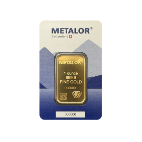 Lingotin Or 1 Once - "METALOR" sous scellé - R°